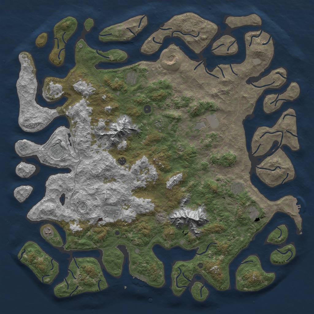 Rust Map: Procedural Map, Size: 6000, Seed: 51893131, 19 Monuments