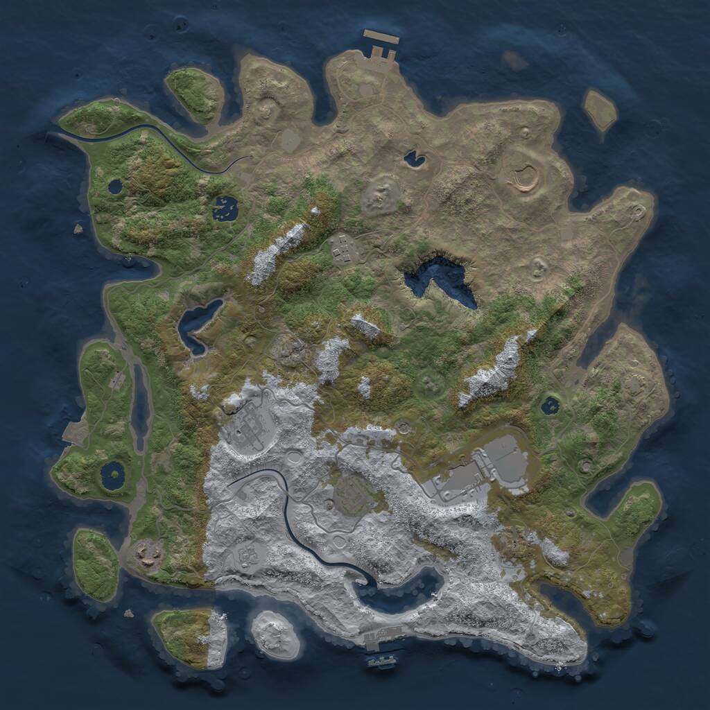 Rust Map: Procedural Map, Size: 4000, Seed: 1364549127, 14 Monuments