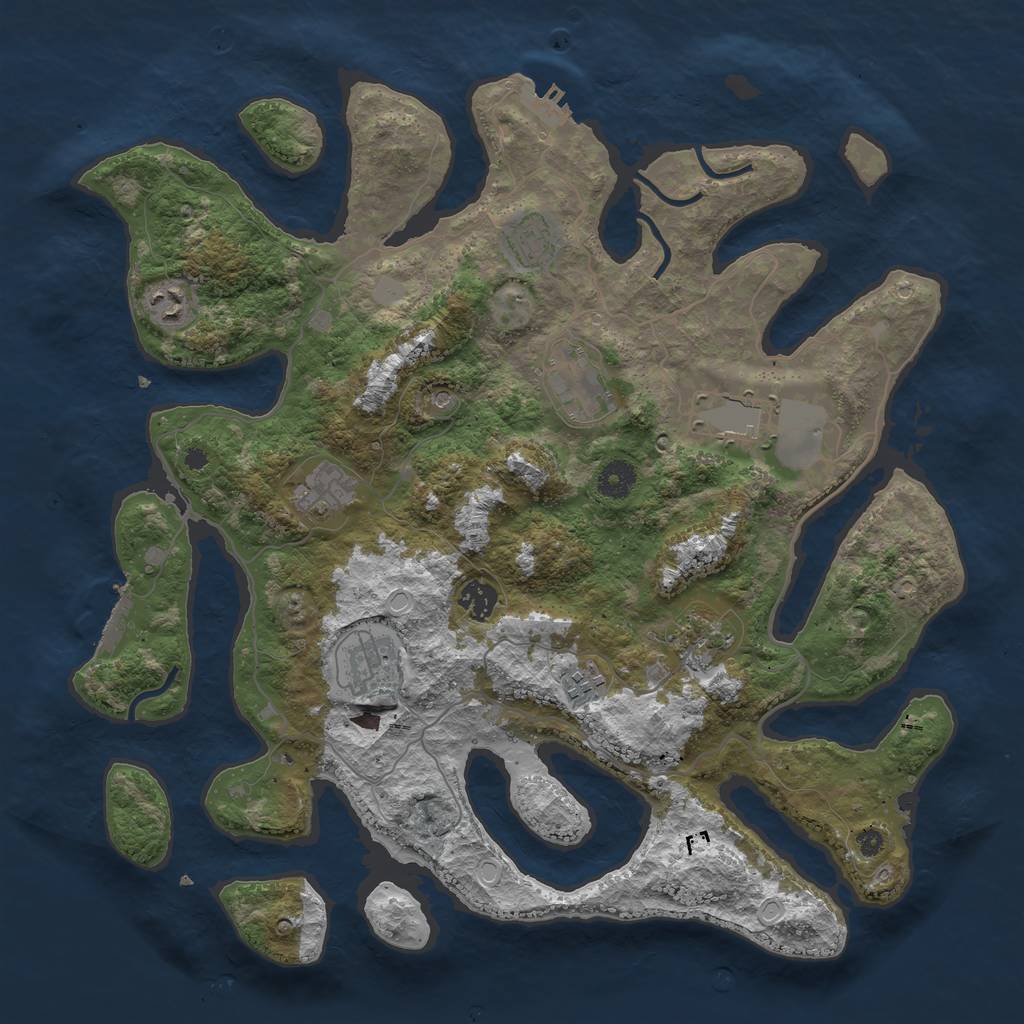 Rust Map: Procedural Map, Size: 4000, Seed: 1364549127, 17 Monuments