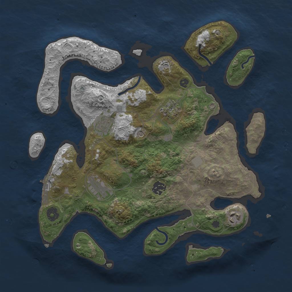 Rust Map: Procedural Map, Size: 3350, Seed: 37485027, 12 Monuments