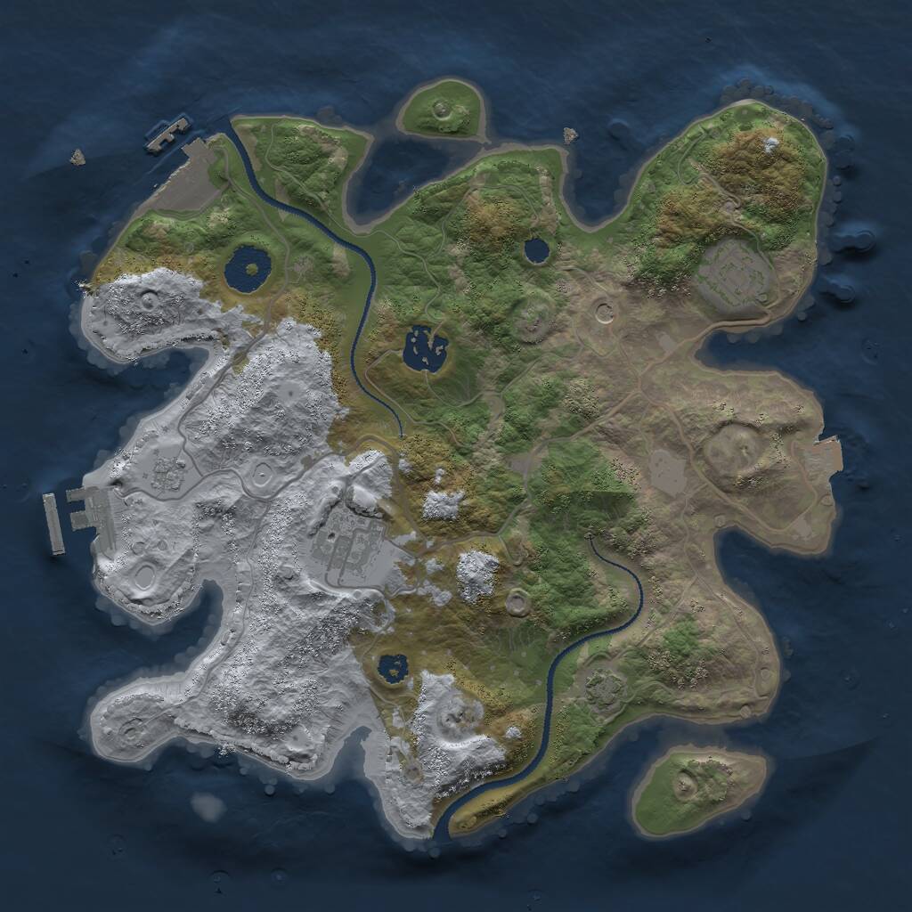 Rust Map: Procedural Map, Size: 3000, Seed: 492048, 9 Monuments