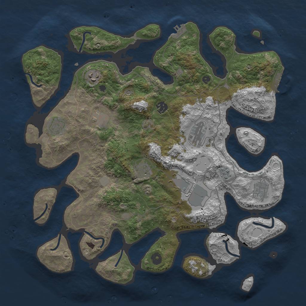 Rust Map: Procedural Map, Size: 4000, Seed: 277431703, 17 Monuments