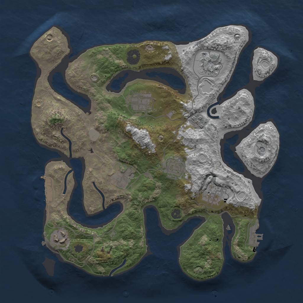 Rust Map: Procedural Map, Size: 3100, Seed: 4121, 15 Monuments