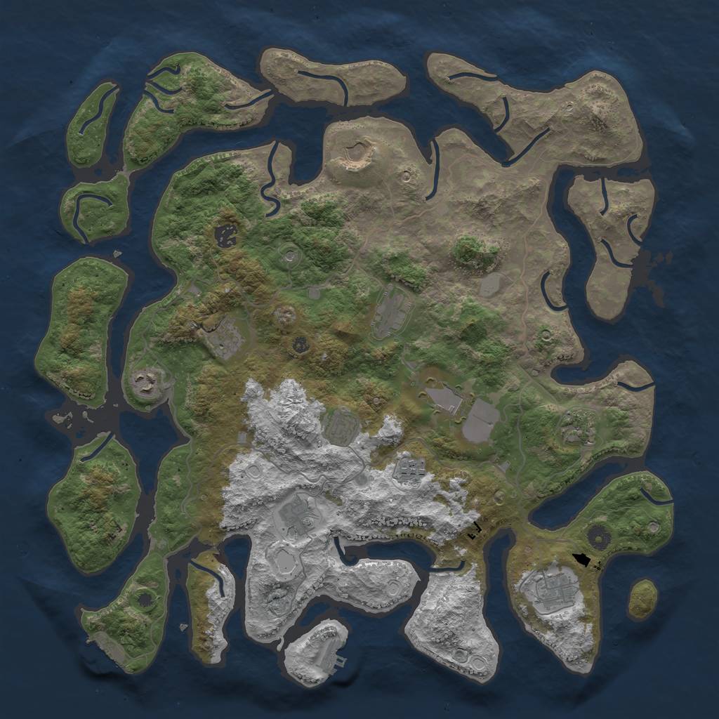 Rust Map: Procedural Map, Size: 4500, Seed: 34343, 19 Monuments