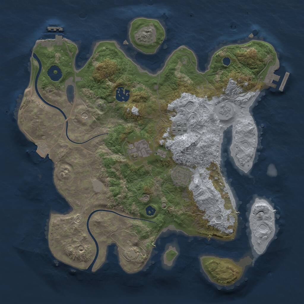 Rust Map: Procedural Map, Size: 3100, Seed: 4119, 10 Monuments