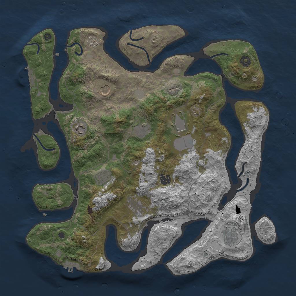 Rust Map: Procedural Map, Size: 4000, Seed: 9839, 17 Monuments