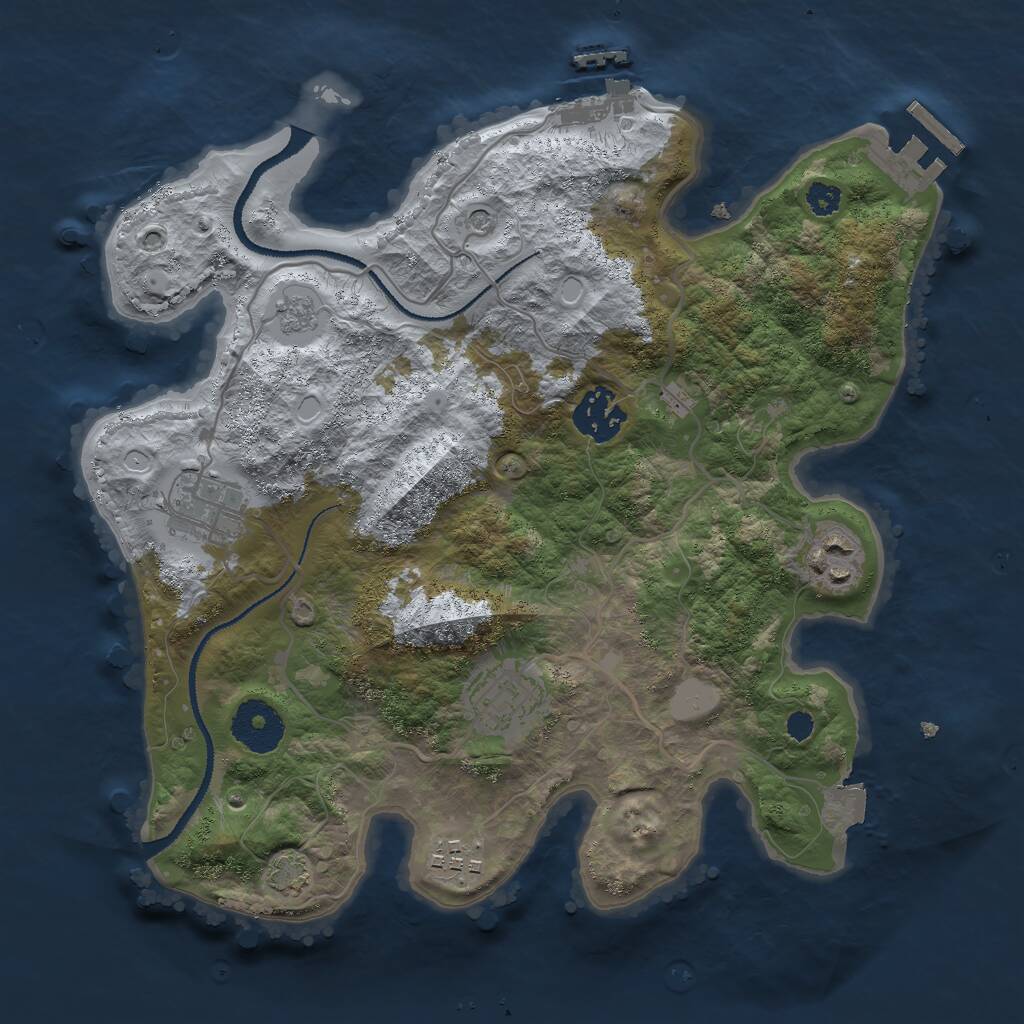 Rust Map: Procedural Map, Size: 3000, Seed: 495914, 11 Monuments
