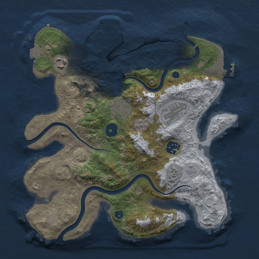 Rust Map: Procedural Map, Size: 3000, Seed: 607379, 11 Monuments