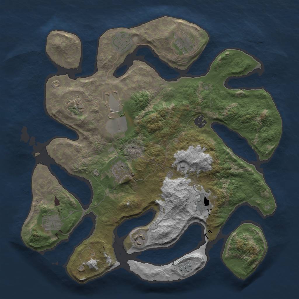 Rust Map: Barren, Size: 3700, Seed: 500744545, 13 Monuments