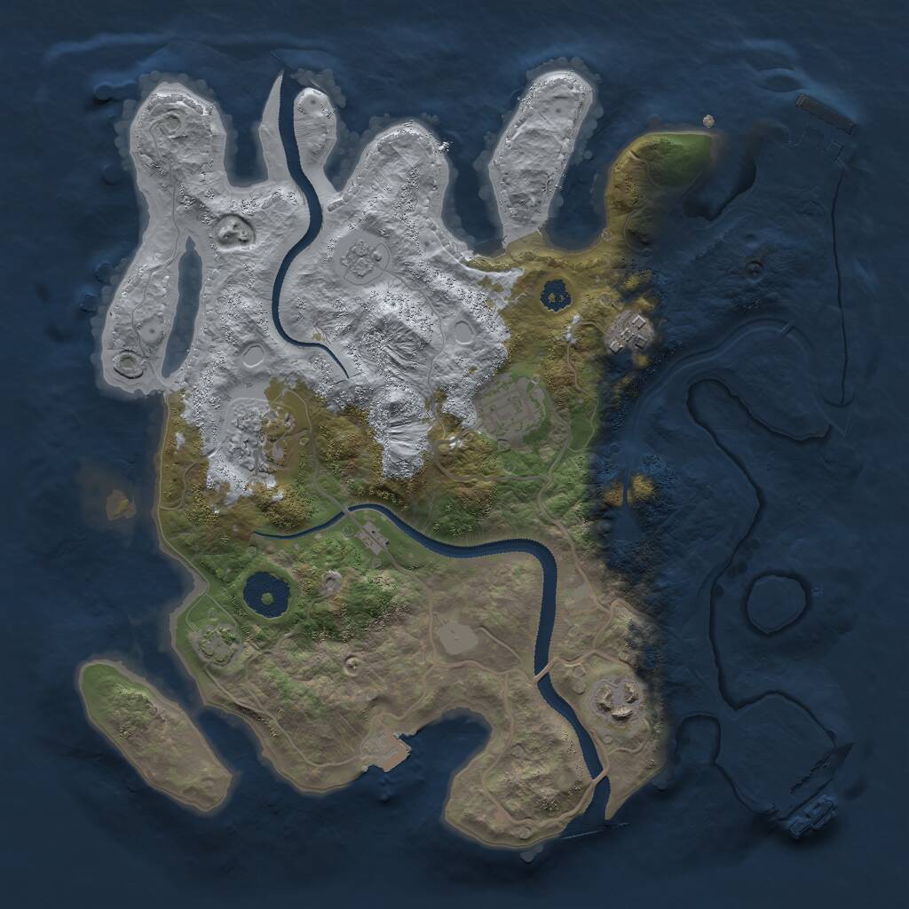 Rust Map: Procedural Map, Size: 3000, Seed: 974382, 9 Monuments