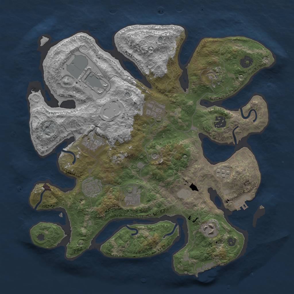 Rust Map: Procedural Map, Size: 3500, Seed: 1608363274, 17 Monuments