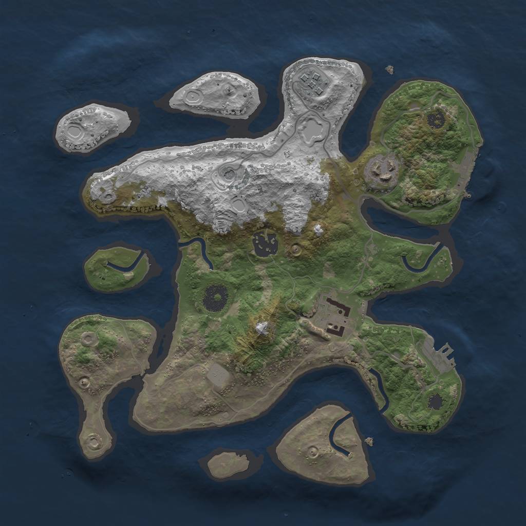 Rust Map: Procedural Map, Size: 3000, Seed: 249631, 12 Monuments