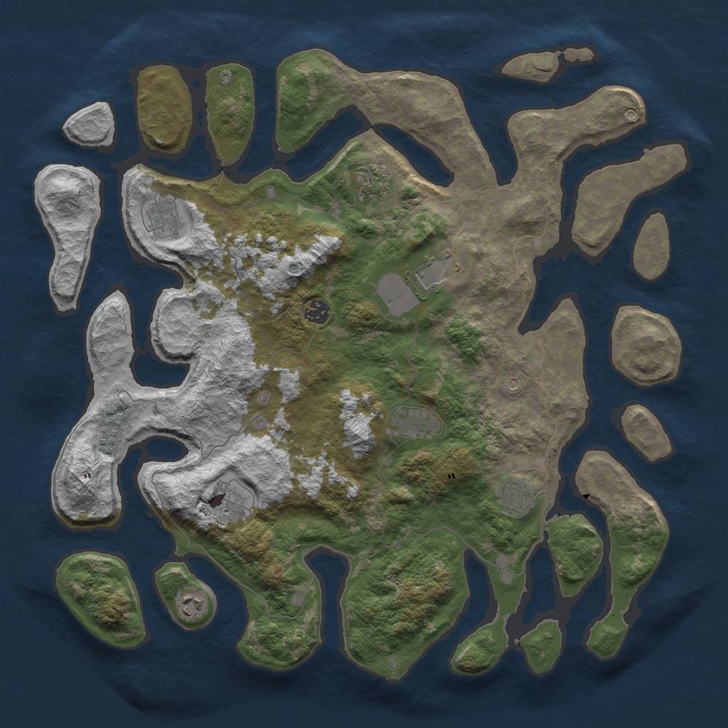 Rust Map: Barren, Size: 4500, Seed: 711728475, 12 Monuments