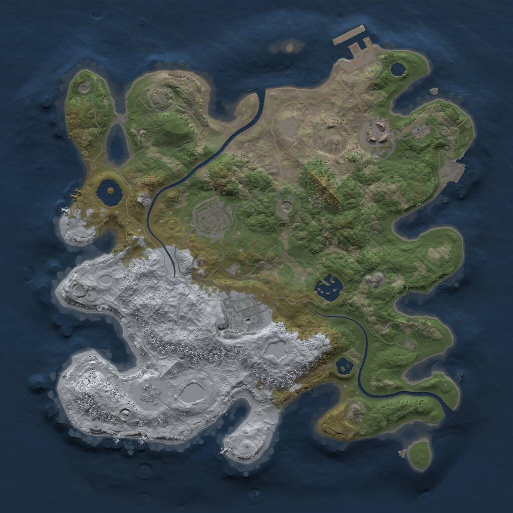 Rust Map: Procedural Map, Size: 3000, Seed: 432947, 9 Monuments