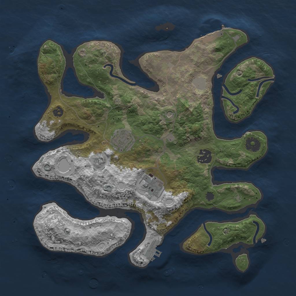 Rust Map: Procedural Map, Size: 3000, Seed: 432947, 11 Monuments