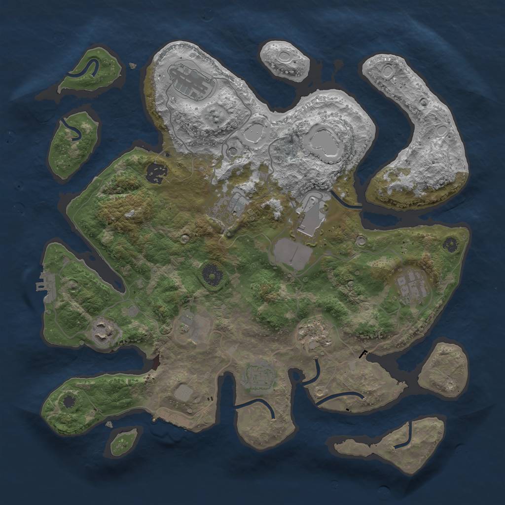 Rust Map: Procedural Map, Size: 3600, Seed: 436533, 17 Monuments