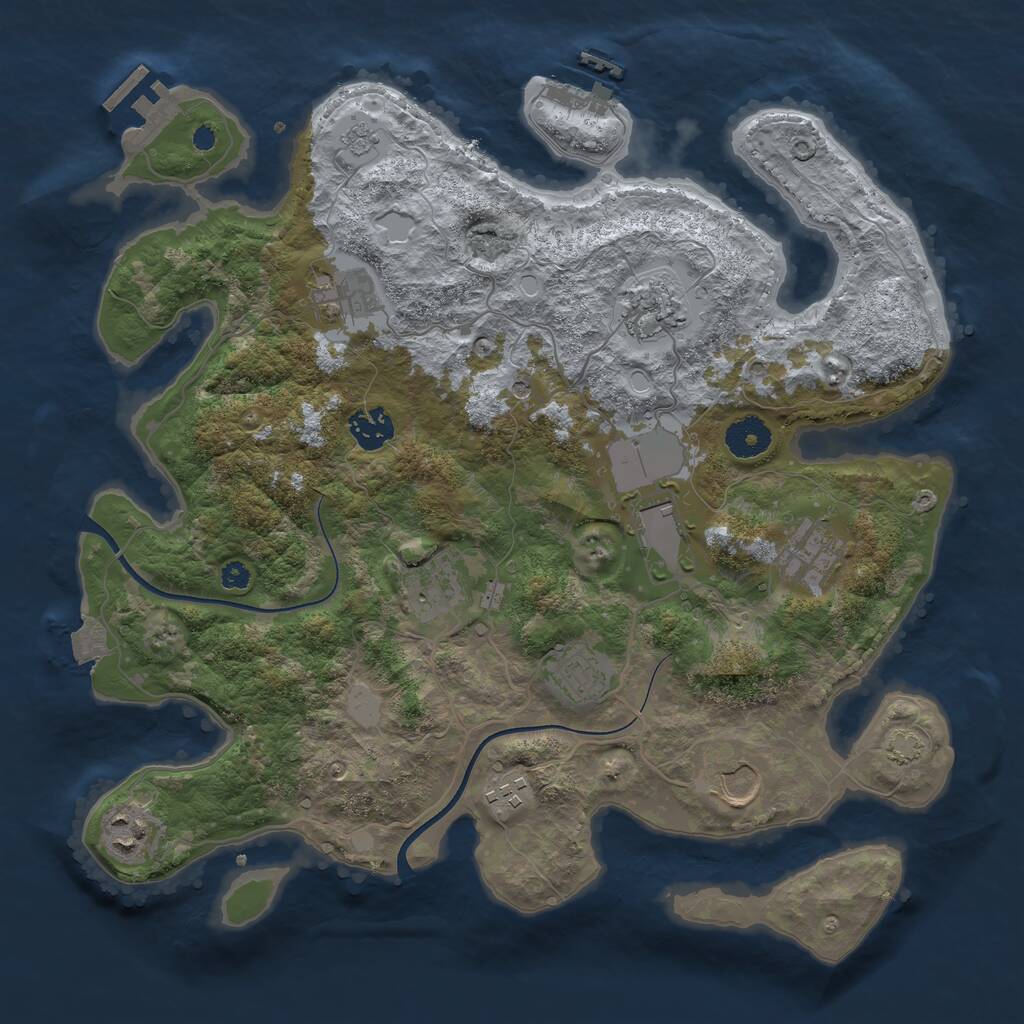 Rust Map: Procedural Map, Size: 3600, Seed: 436533, 16 Monuments