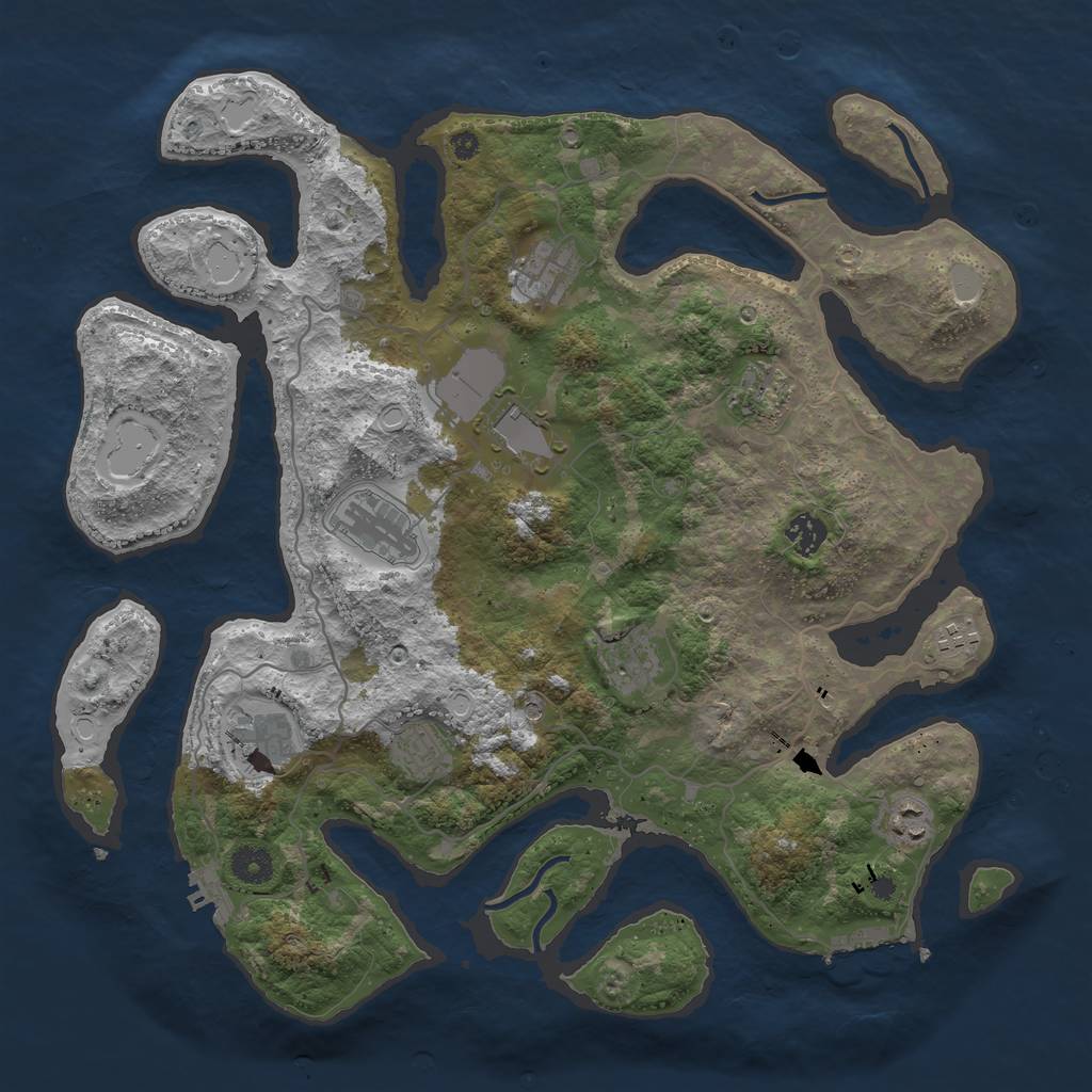 Rust Map: Procedural Map, Size: 4000, Seed: 99332632, 18 Monuments