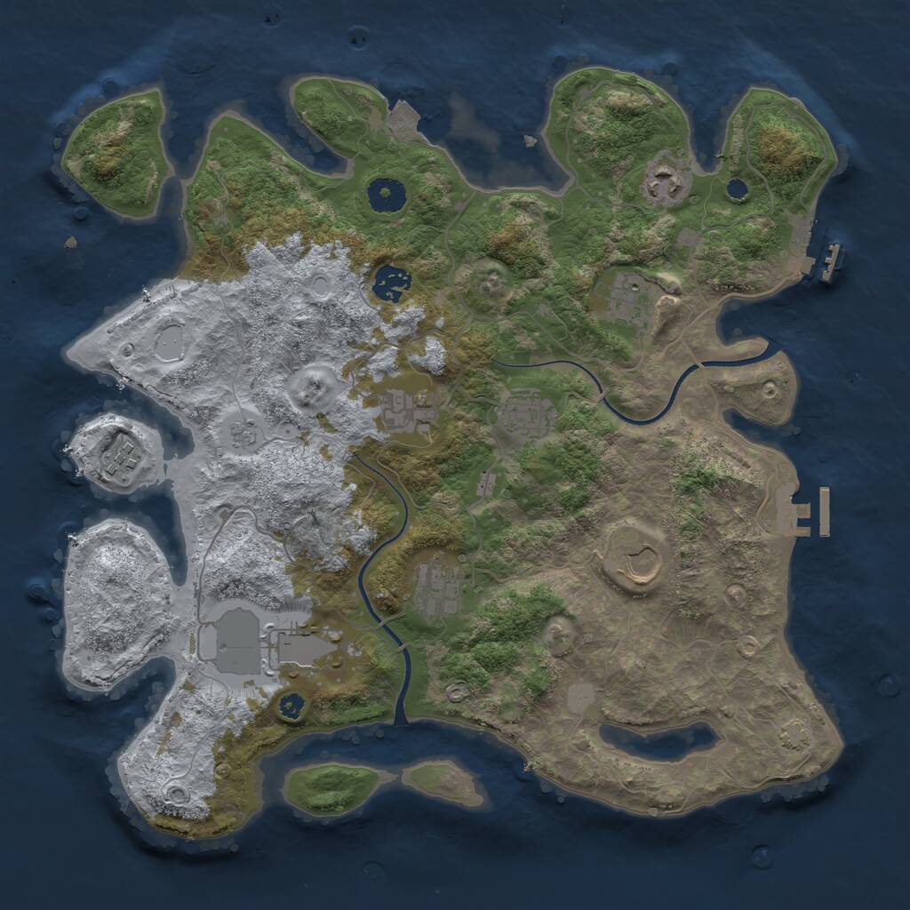 Rust Map: Procedural Map, Size: 3700, Seed: 449812, 14 Monuments