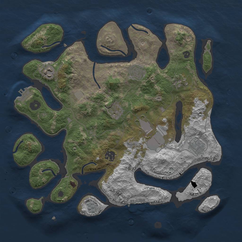 Rust Map: Procedural Map, Size: 3500, Seed: 95678, 16 Monuments