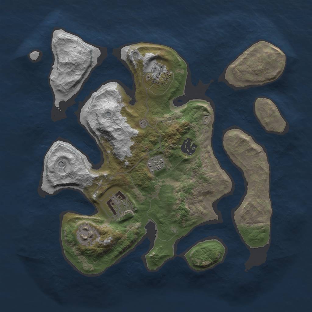 Rust Map: Barren, Size: 3000, Seed: 939670, 8 Monuments