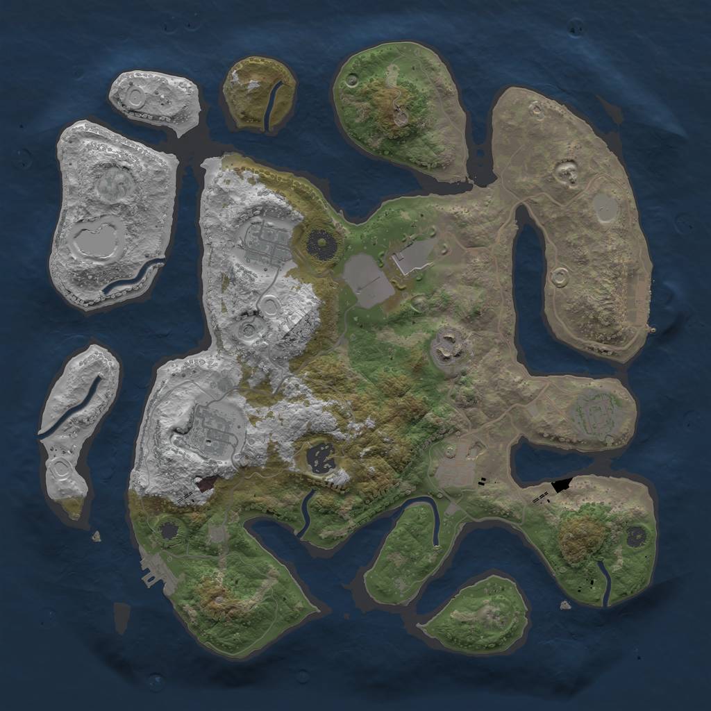 Rust Map: Procedural Map, Size: 3500, Seed: 99332632, 15 Monuments