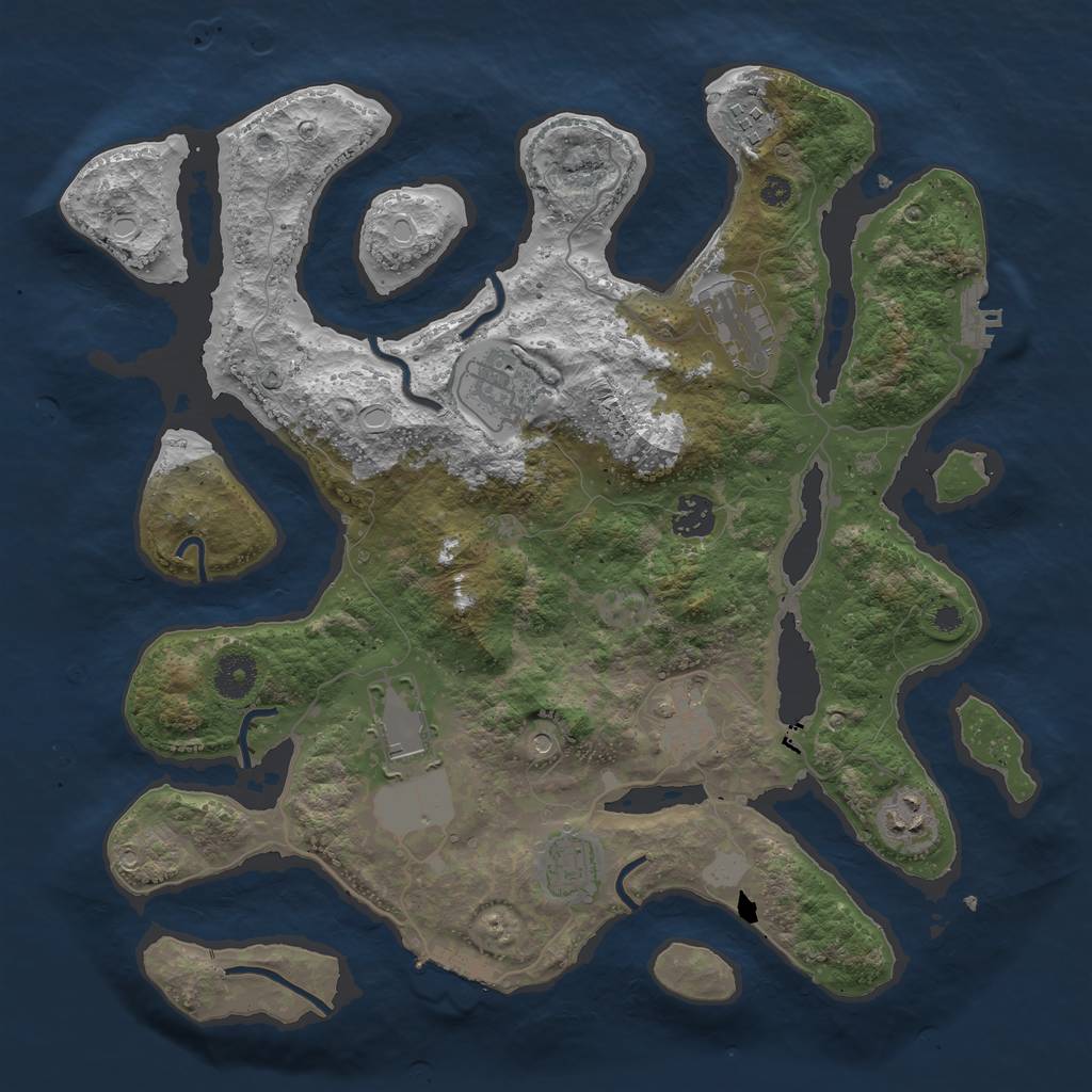 Rust Map: Procedural Map, Size: 3700, Seed: 511837, 16 Monuments