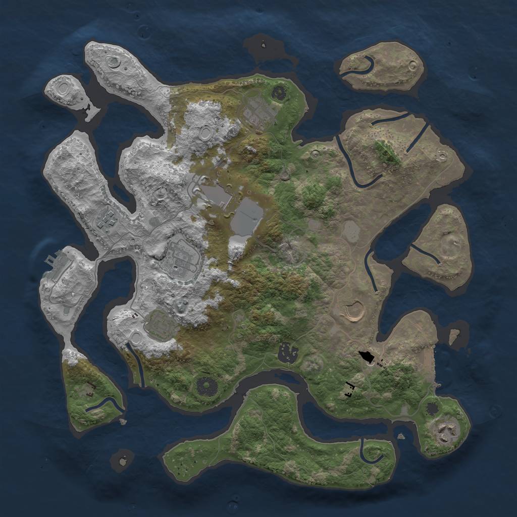 Rust Map: Procedural Map, Size: 3700, Seed: 32721, 16 Monuments