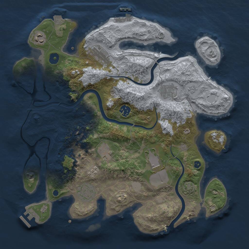 Rust Map: Procedural Map, Size: 3500, Seed: 81793, 14 Monuments