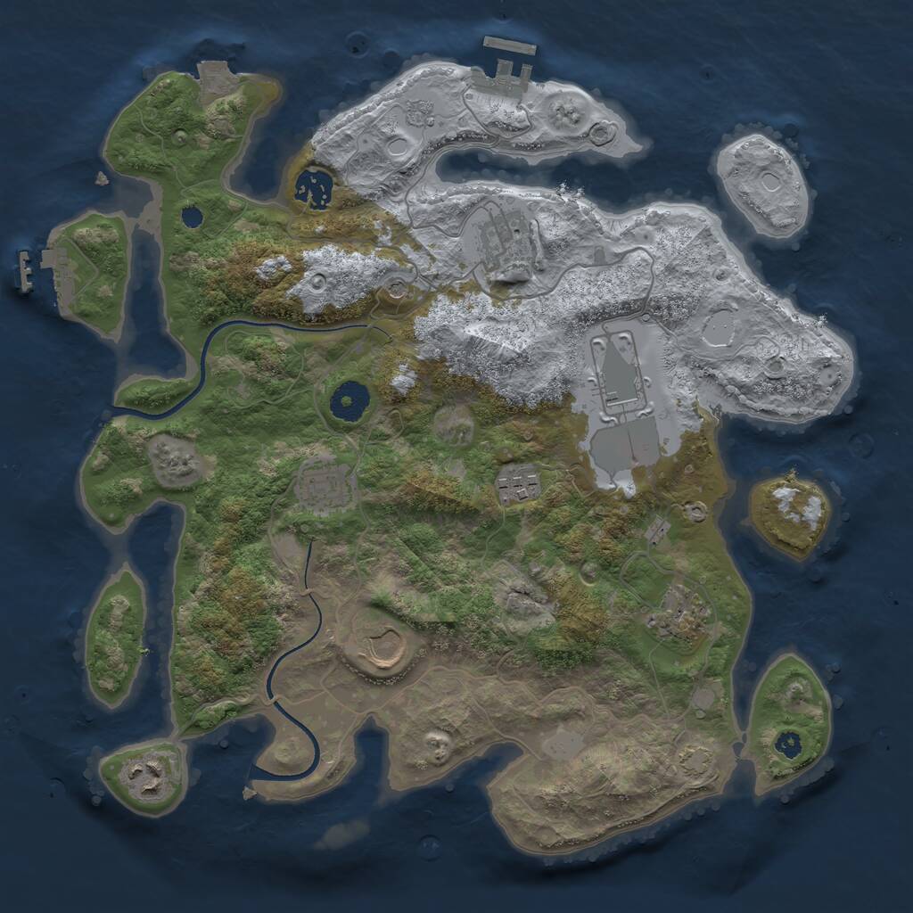 Rust Map: Procedural Map, Size: 3500, Seed: 81793, 14 Monuments