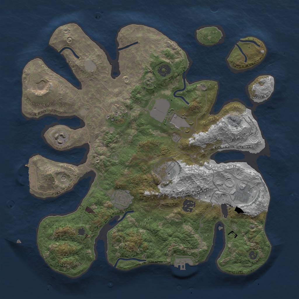 Rust Map: Procedural Map, Size: 3550, Seed: 214200014, 16 Monuments