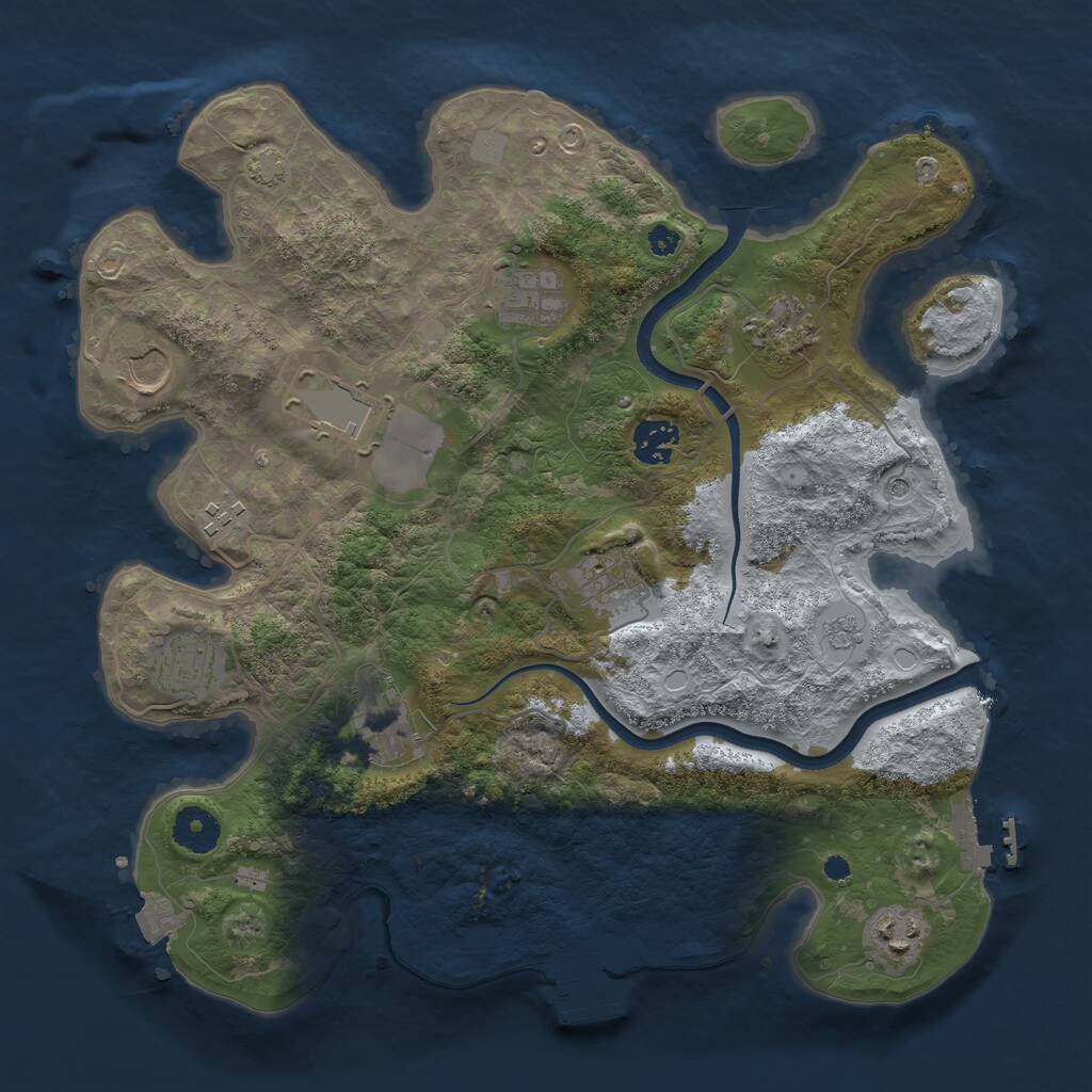 Rust Map: Procedural Map, Size: 3550, Seed: 214200014, 16 Monuments