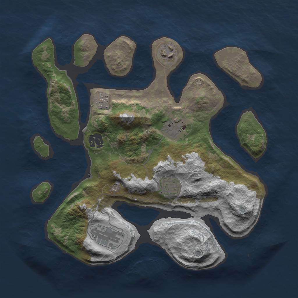 Rust Map: Barren, Size: 3000, Seed: 559666, 9 Monuments