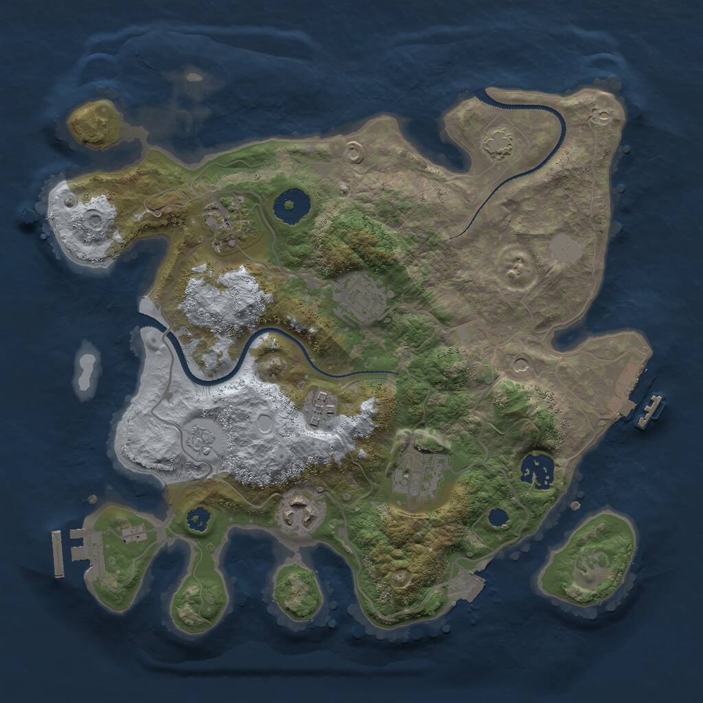 Rust Map: Procedural Map, Size: 3000, Seed: 1371389079, 12 Monuments