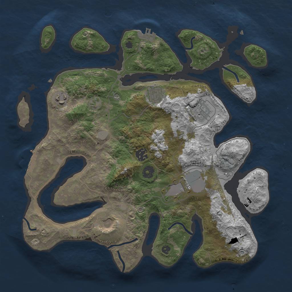 Rust Map: Procedural Map, Size: 3500, Seed: 76143191, 14 Monuments