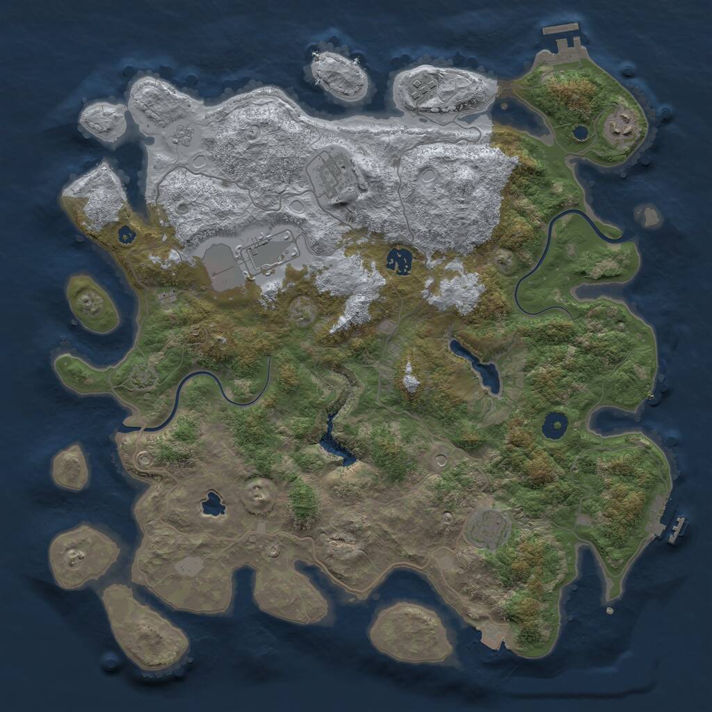 Rust Map: Procedural Map, Size: 4000, Seed: 2113523316, 12 Monuments