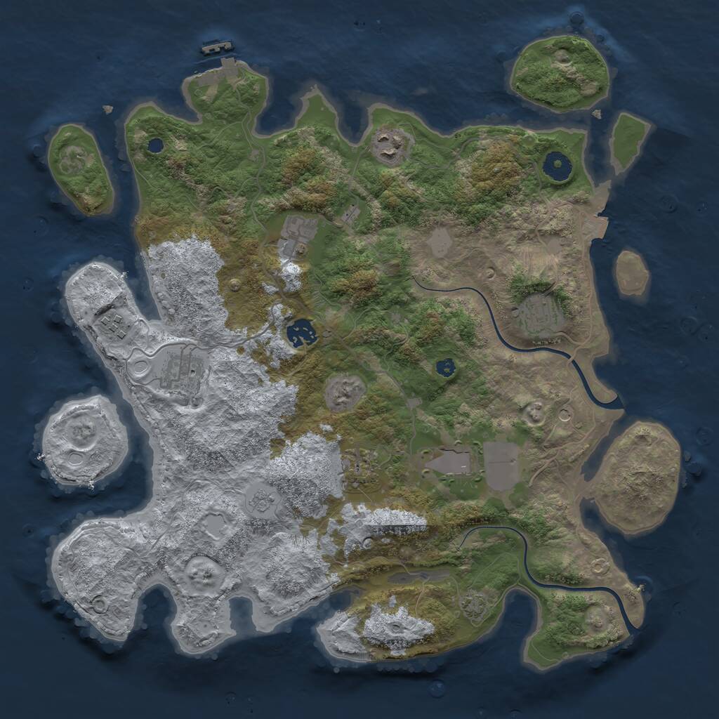 Rust Map: Procedural Map, Size: 3800, Seed: 61399, 13 Monuments