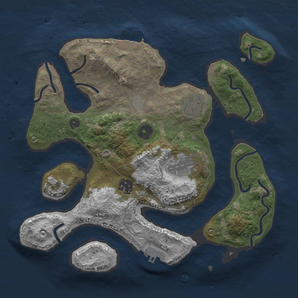 Rust Map: Procedural Map, Size: 3000, Seed: 618465, 10 Monuments