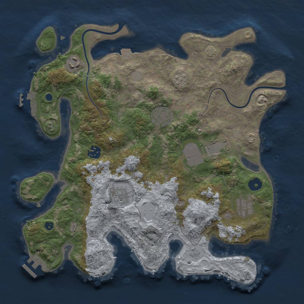 Rust Map: Procedural Map, Size: 3500, Seed: 634411220, 13 Monuments