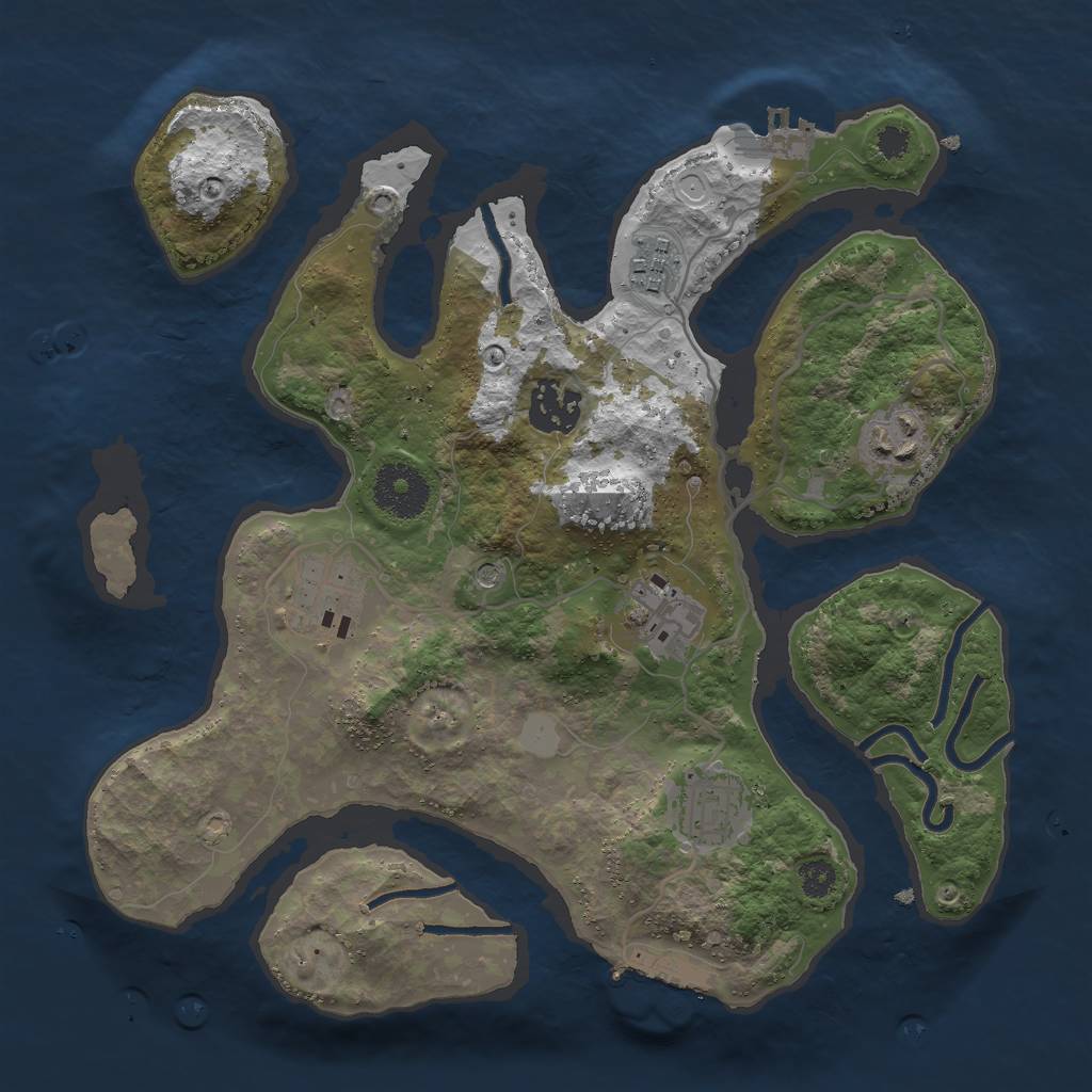 Rust Map: Procedural Map, Size: 3000, Seed: 777384, 14 Monuments