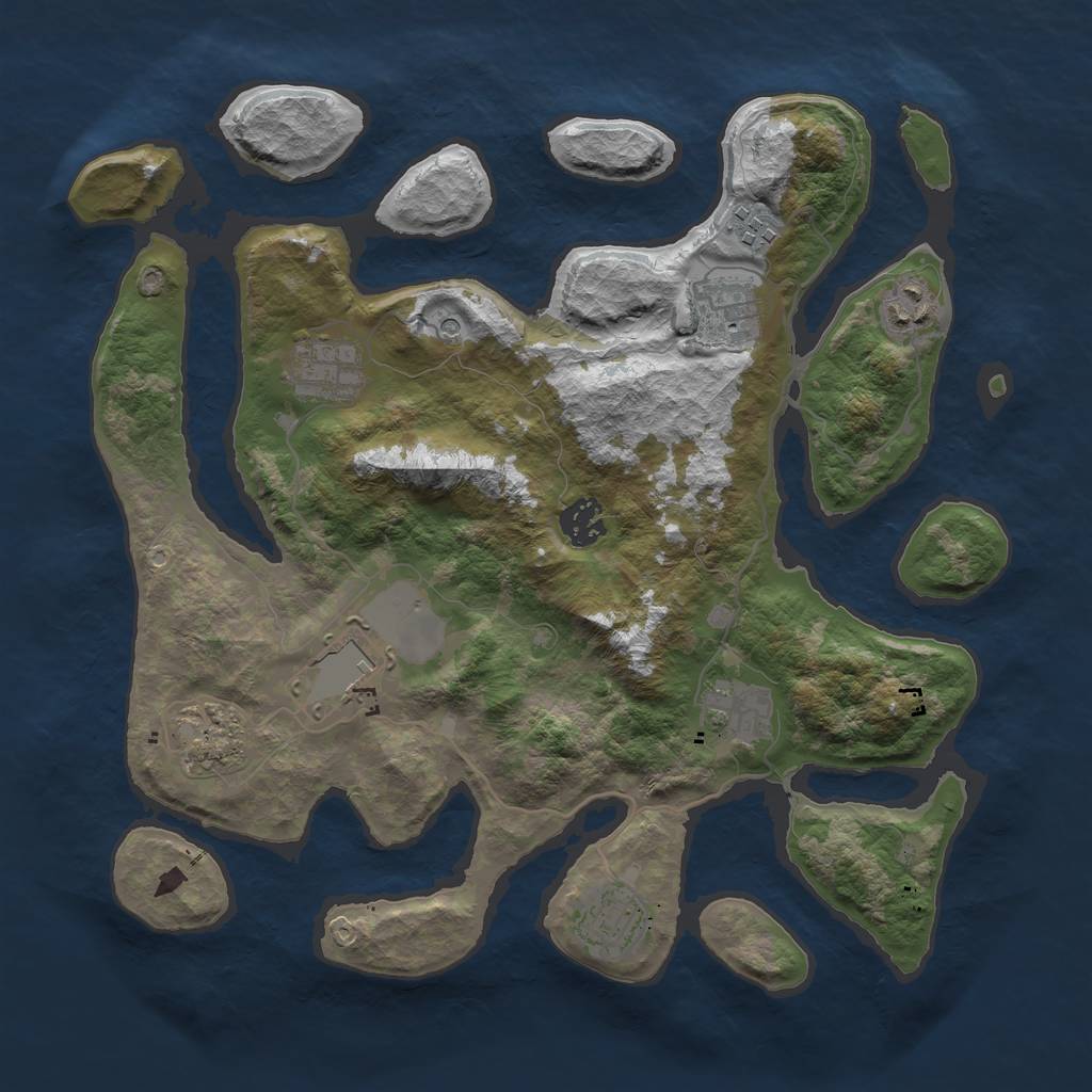 Rust Map: Barren, Size: 3500, Seed: 111905990, 12 Monuments