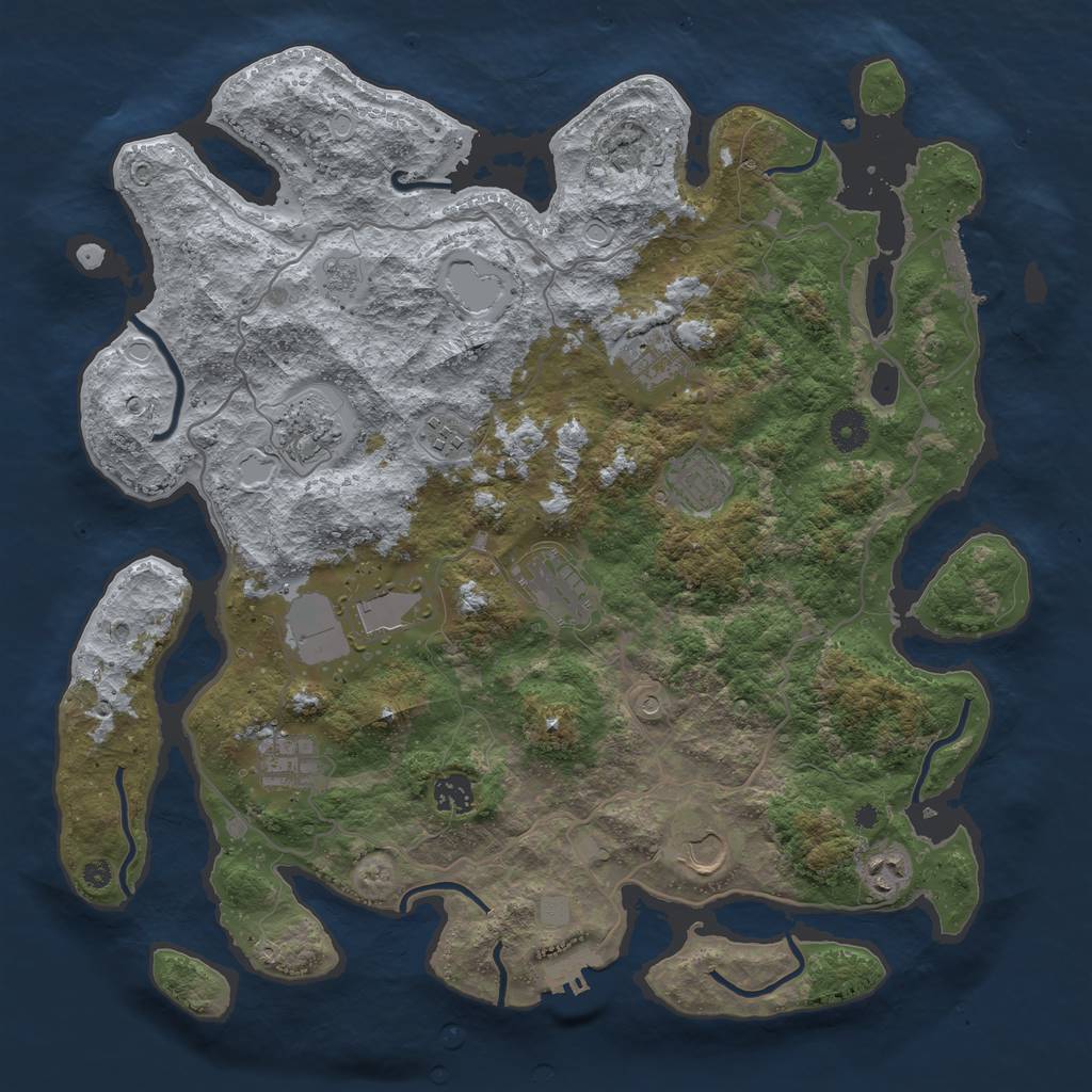 Rust Map: Procedural Map, Size: 4000, Seed: 2971250, 19 Monuments