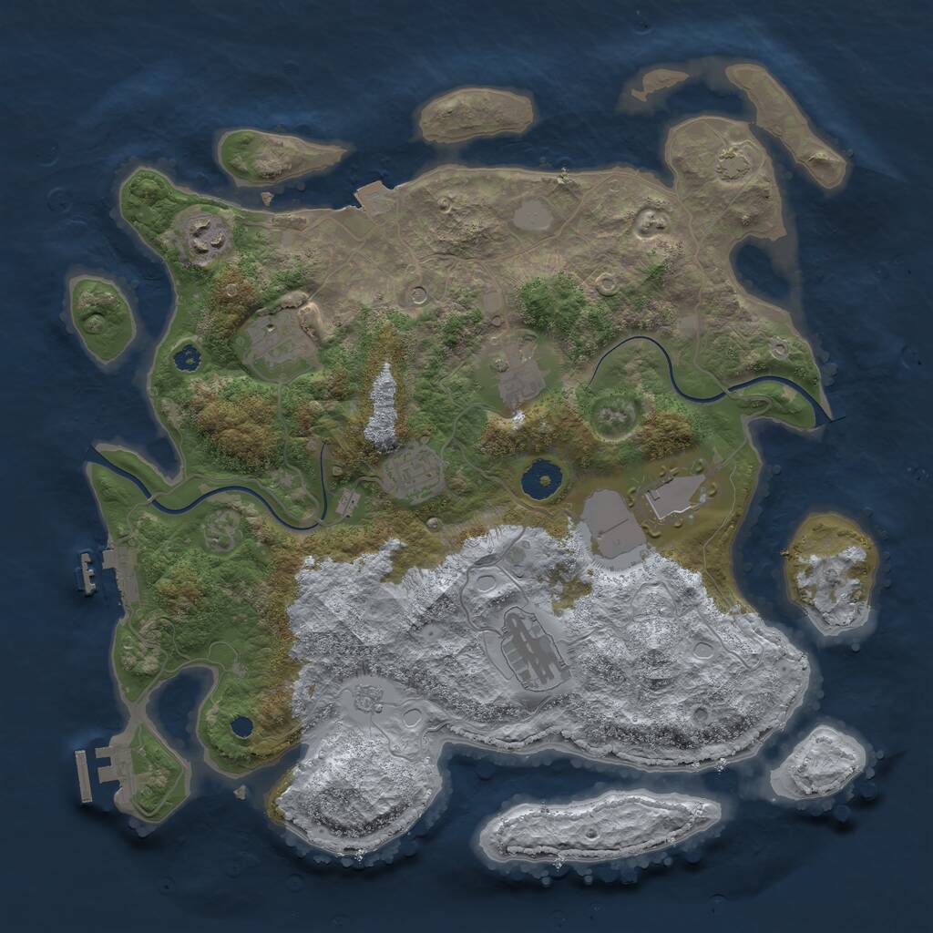 Rust Map: Procedural Map, Size: 3600, Seed: 665932, 12 Monuments