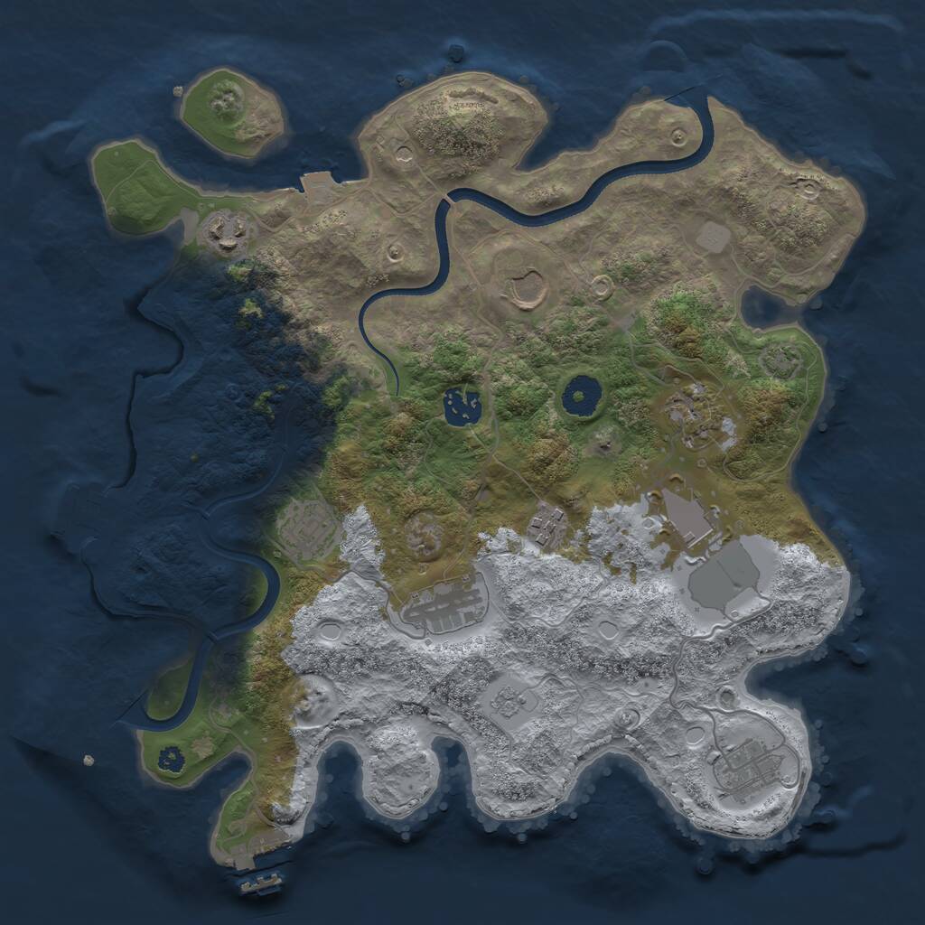 Rust Map: Procedural Map, Size: 3500, Seed: 104785777, 15 Monuments