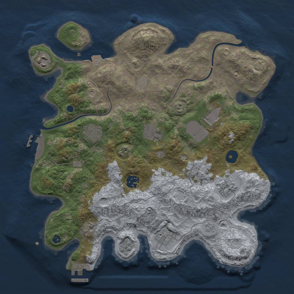 Rust Map: Procedural Map, Size: 3500, Seed: 104785777, 14 Monuments