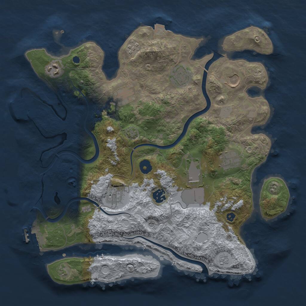 Rust Map: Procedural Map, Size: 3500, Seed: 10478457, 15 Monuments