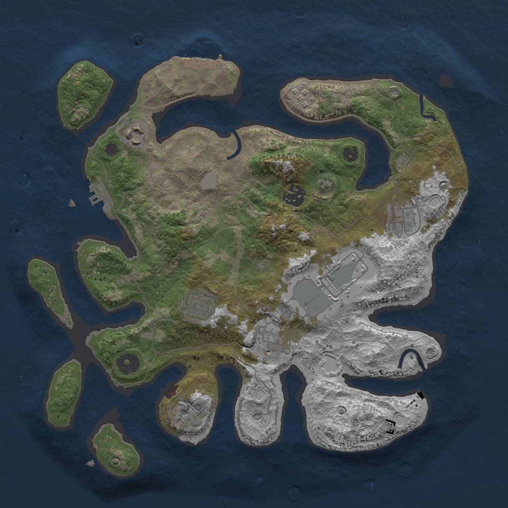 Rust Map: Procedural Map, Size: 3500, Seed: 1557732342, 15 Monuments