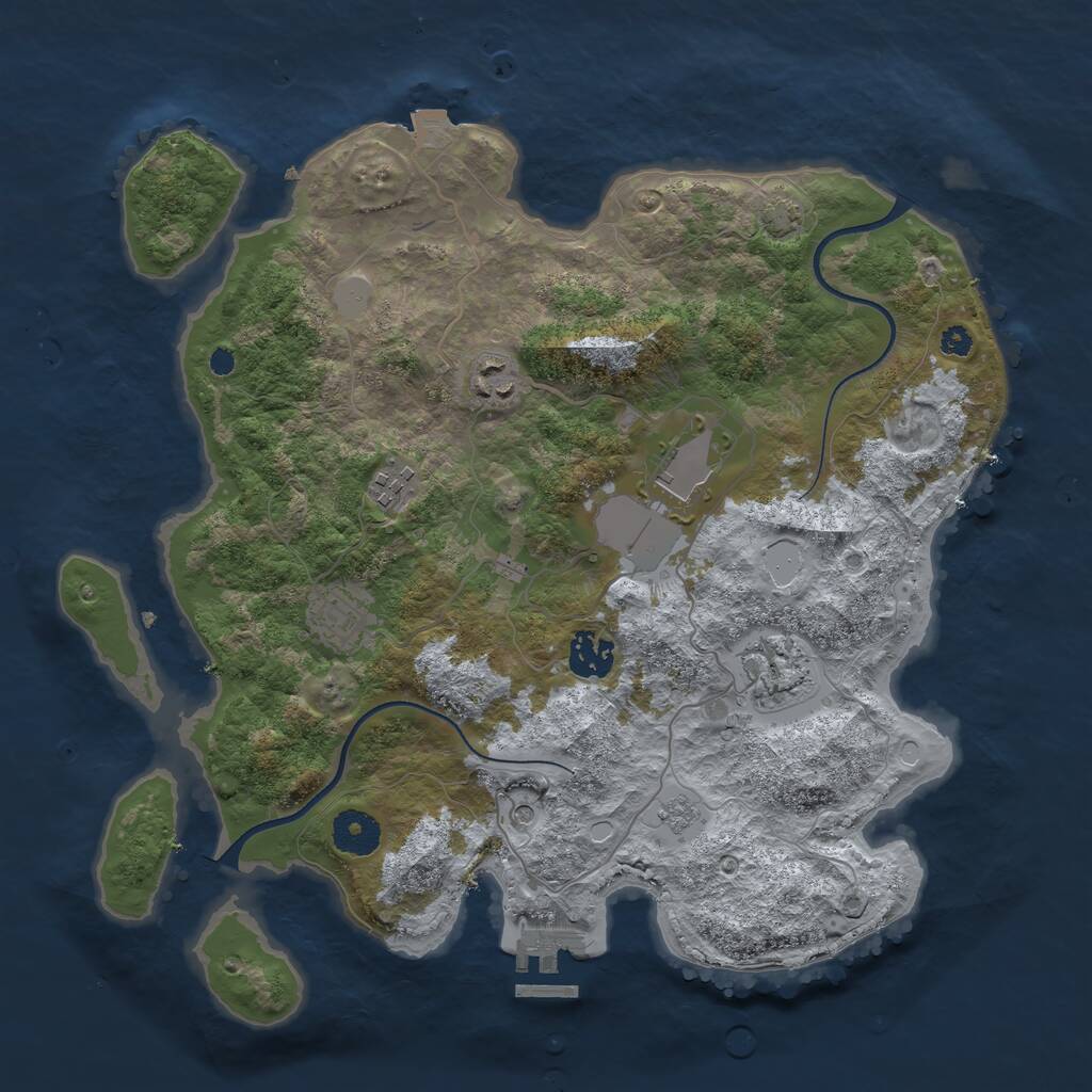 Rust Map: Procedural Map, Size: 3500, Seed: 1557732342, 11 Monuments