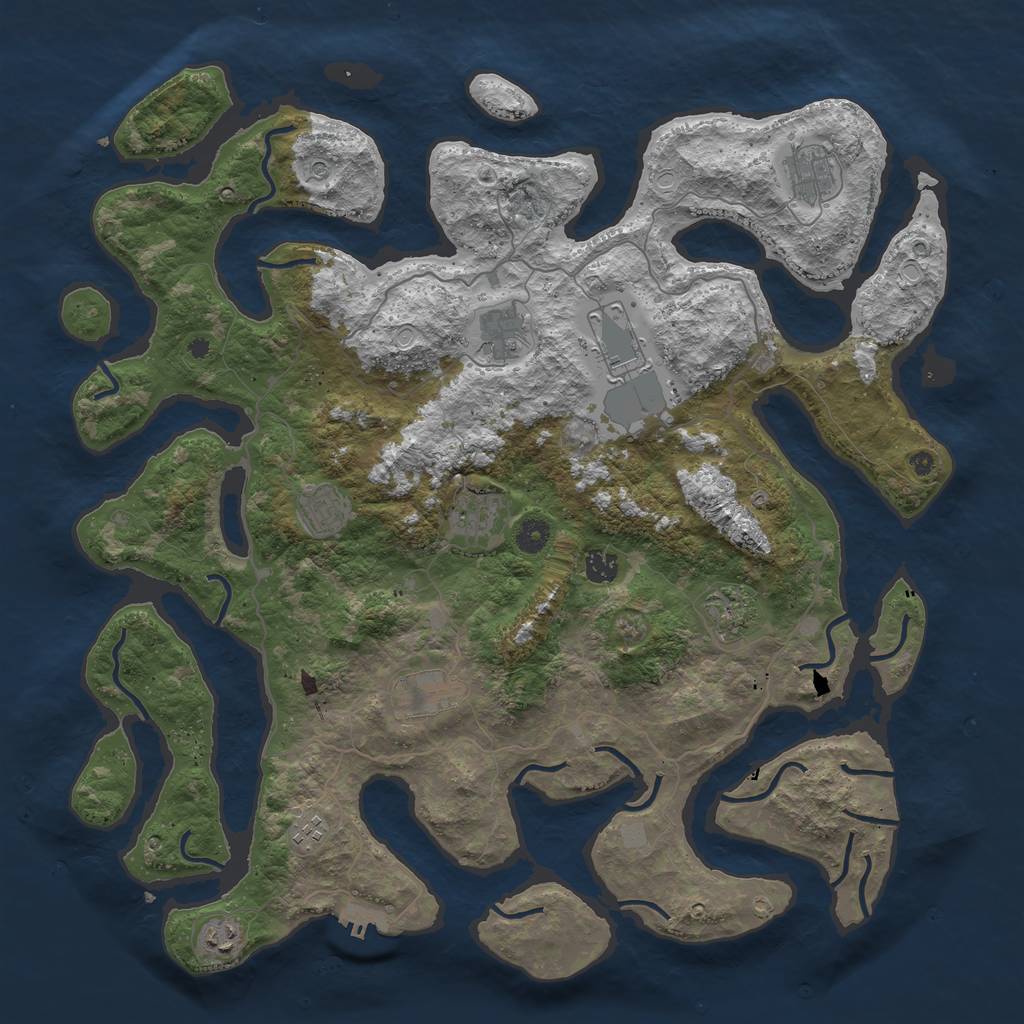 Rust Map: Procedural Map, Size: 4500, Seed: 41145275, 17 Monuments