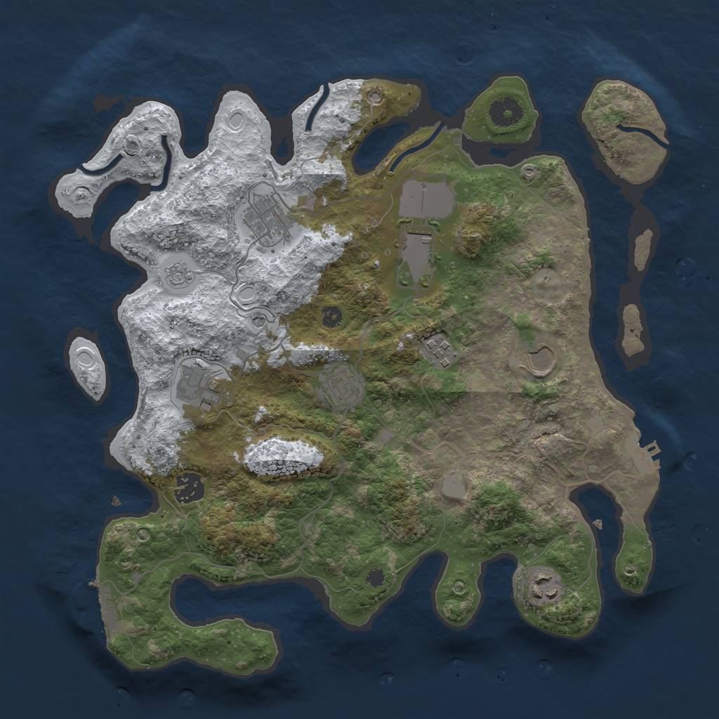 Rust Map: Procedural Map, Size: 3500, Seed: 88533, 17 Monuments